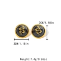 Vintage Gold-Schwarz Schlangen-Ohrstecker mit 3cm Durchmesser und 7,4g Gewicht - Schwarzer Schlangenstil (TL-E1281-02)