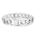 Silver chunky Cuban link bracelet with a square clasp for men in metallic finish - 21cm / Silver Bracelet