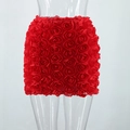 Detail of red mini skirt with 3D dimensional rose flowers and bodycon fit - S / Red