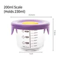 200ml glass baby food container with purple silicone lid and precise measurement scale - Round / Purple