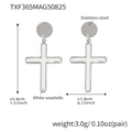 Boucles d'oreilles croix en acier argenté avec nacre blanche et détails de dimensions - Boucles d'Oreilles Croix Coquille Argentées
