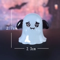 Cute glowing Halloween ghost owl figure with black ears, 2.7cm tall resin ornament - Luminous Bat Wing Ghost