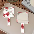 Portable floral handheld makeup mirror featuring watercolor poinsettia pattern design - 13 National Watercolor