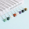 Handmade silver chain necklaces with natural crystal hexagram star pendants in 8 colors - Merkabah-Silver
