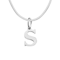 Silver titanium steel necklace with letter S pendant on a flat herringbone snake chain - Letter S / 1 Piece / Steel