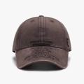 Vintage dark brown washed cotton baseball cap with urban trendy embroidery detail - Adjustable / Brown