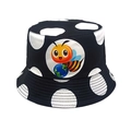 Dettaglio cappello alla pescatora a pois bianchi e neri con ricamo ape e terra - Circonferenza della testa 52cm-54cm / Nero