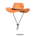 Chapeau de cowboy western curcuma avec bandeau tressé et mentonnière réglable - Taille Unique (54-58cm) / Curcuma