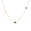 Macro detail of 18K gold plated necklace featuring alternating black and hollow teardrops - Black Teardrop Pendant (24763) / Gold Black