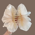 French mesh bubble pearl claw clip for hair volume and elegant updo styling - Pearl Claw Clip White