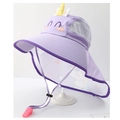 Purple children's sun hat with unicorn ears, neck protection flap, and a whistle - Cartoon Shawl Style / Cartoon Cape-Purple Pony