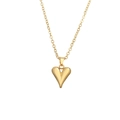 Polished gold stainless steel necklace with 3D heart pendant for women jewelry - 3D Heart Necklace / Gold