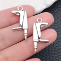 Miniature silver alloy pistol shape pendants for DIY jewelry and keychain accessories - Electric Drill / 7x27mm 2.2g