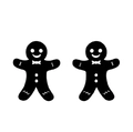 Cartoon Lebkuchenmann Ohrringe in Schwarz, minimalistischer festlicher Schmuck für Damen - 399 Lebkuchenmann / Schwarz