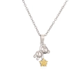 Collar minimalista de oso plateado con un colgante de circonita de estrella amarilla - Plateado