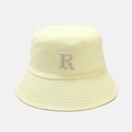 Détail du chapeau bob jaune clair avec broderie R et coutures précises sur le bord - M(56-58cm) / Jaune Clair