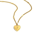 18K gold plated stainless steel heart necklace with starburst zircon on flat chain - August/Peridot Green