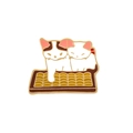 Cartoon cats on abacus enamel pin brooch with gold finish for bags and clothes - Cat Reading Book (Reading)