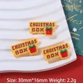 Yellow Christmas Box resin charm for DIY crafts, dimensions 30mm x 16mm and 2.2g weight - Gift Box/CHRISTMAS BOX / Glossy Christmas Plate-Gift Box