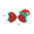 Lazo navideño para el pelo con purpurina roja y verde y gorro de elfo, tamaño 11x6,8 cm - Lazo Sombrero de Elfo