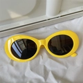 Retro oversized oval sunglasses with bright yellow frame and dark protective lenses - Round Yellow Frame Black Lens