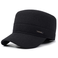 Gorra militar negra para hombre en tejido de sarga con logo metálico de FASHION - Ajustable / Negro