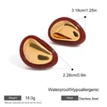 Waterproof stainless steel drop earrings with red agate and zircon stones - Retro Irregular Red Agate Style(JDE2408067)
