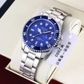 ORUSS men's dive watch with blue sunray dial and steel strap in a premium gift box - Blue Dial - Steel Strap