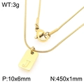 Vergulde roestvrijstalen ketting met rechthoekige letter J-hanger op een slangenketting - Gouden Letter J (KN293436-Z)
