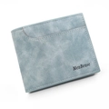 Herren-Geldbörse aus hellblauem mattem Leder mit Logoprägung und Kartenfächern - Blau