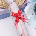 Detail of red rose pattern pull bow ribbon for elegant Christmas gift box wrapping - Red Rose