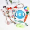 Detail view of 10-piece durable cotton rope dog toy set for teeth cleaning and interactive play - 10-Piece Set Approx 665g