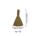 Mini natural grass broom with red and green cord binding, 14cm size for desk cleaning - Red Rope Mini