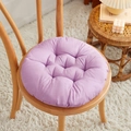 Plush light purple round chair cushion with quilted design on a wooden dining chair - [Round] Light Purple