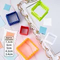 Five-piece set of square wavy biscuit cutters in multi-color plastic, diameter 3.4-7.3cm - Square Shape Scalloped Cutter Set 5-Piece