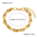 Massives 18K vergoldetes Edelstahl-Gliederkettenarmband mit Verlängerung und Karabinerverschluss - Gold