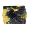 Bohemian wide knotted headband featuring yellow and black tie-dye print patterns - Yellow Black Tie-Dye