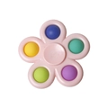 Flower-shaped fidget pop spinner toy with pink frame and five colorful silicone bubbles - Pink