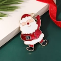 Cute Japanese cartoon Santa Claus enamel pin with red and white colors and gold metal edge - Style 24