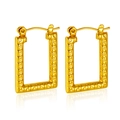 Elegant gold titanium steel rectangular earrings with vintage Greek key pattern for women - Rectangular Greek Fret Pattern