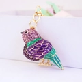 Portachiavi martin pescatore in smalto con strass viola e chiusura in metallo dorato - Viola