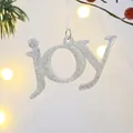 Décoration de Noël JOY argentée scintillante avec ruban blanc suspendue à un sapin - JOY-A à Paillettes Argentées