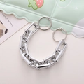 Close-up of silver metal chunky chain with round buckles for DIY clog shoe charms - Silver Thick Acrylic Block Chain