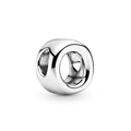Silver round DIY bead charm featuring a smooth metallic finish for jewelry making - Letter O