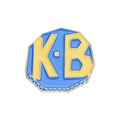Spilla smaltata creativa con lettere KB in blu e giallo con placcatura in oro - Stile Ottagono Lettera KB (XZ8270)