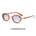 Occhiali steampunk retrò con montatura arancione e lenti sfumate blu, modello C3 - Montatura Arancione Lenti Blu Sfumate