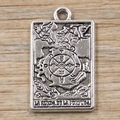 Zinc alloy wheel of fortune tarot pendant in silver finish for jewelry making - Wheel of Fortune-Antique Silver