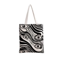 Detalle de bolso de lona con un estampado de patrón de ojo abstracto de alto contraste - Blanco Textura de Ojos Abstracta (jiayingstd103)