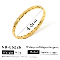 Macro detail of 18K gold stainless steel bamboo bracelet with size and weight info - Teardrop Link Design (NB-B6226)