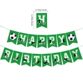 Fußball Happy Birthday Banner mit Rasentextur und schwarzen Spieler-Silhouetten - Fußball Geburtstag Banner